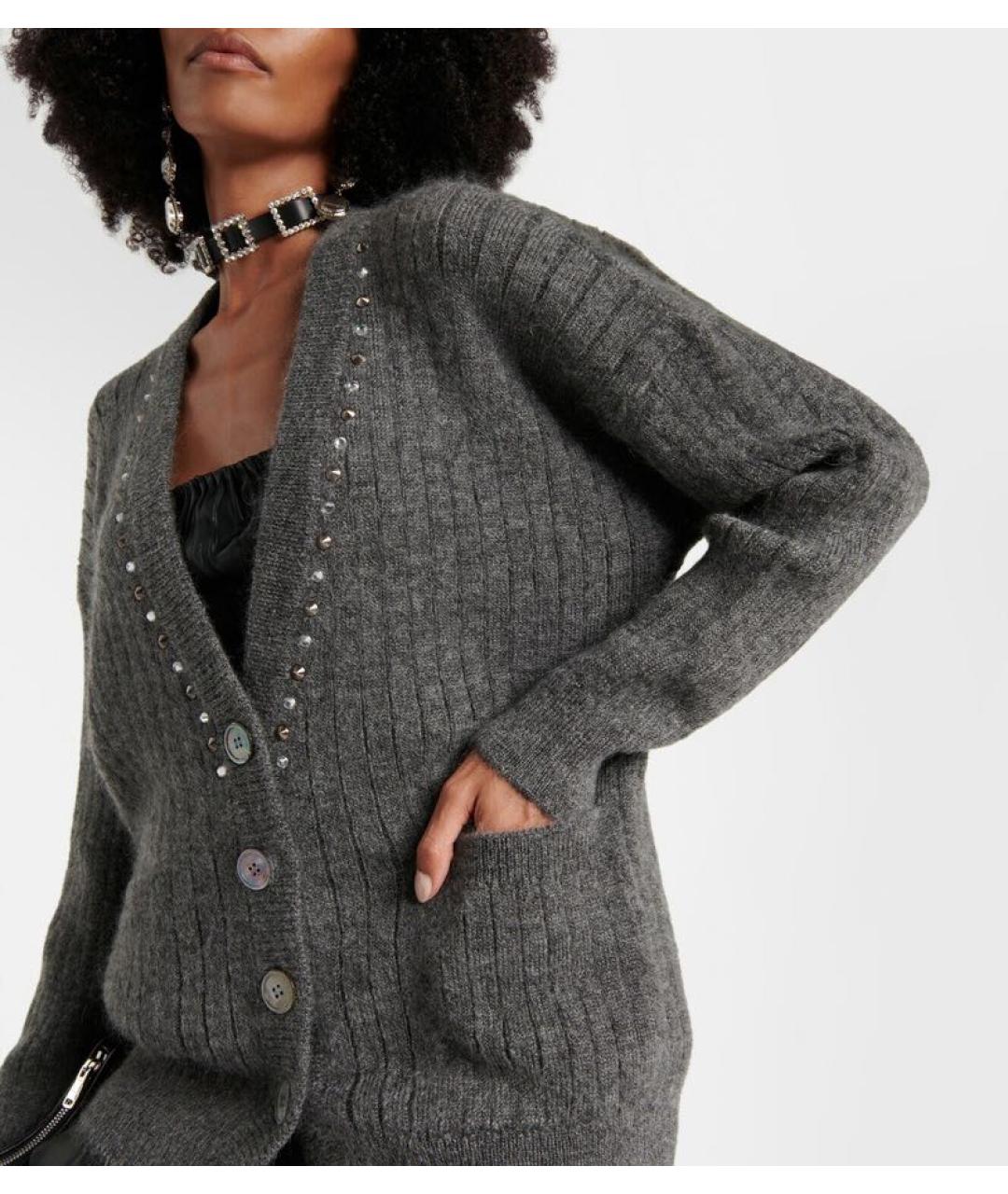 ALESSANDRA RICH Антрацитовый шерстяной кардиган, фото 2