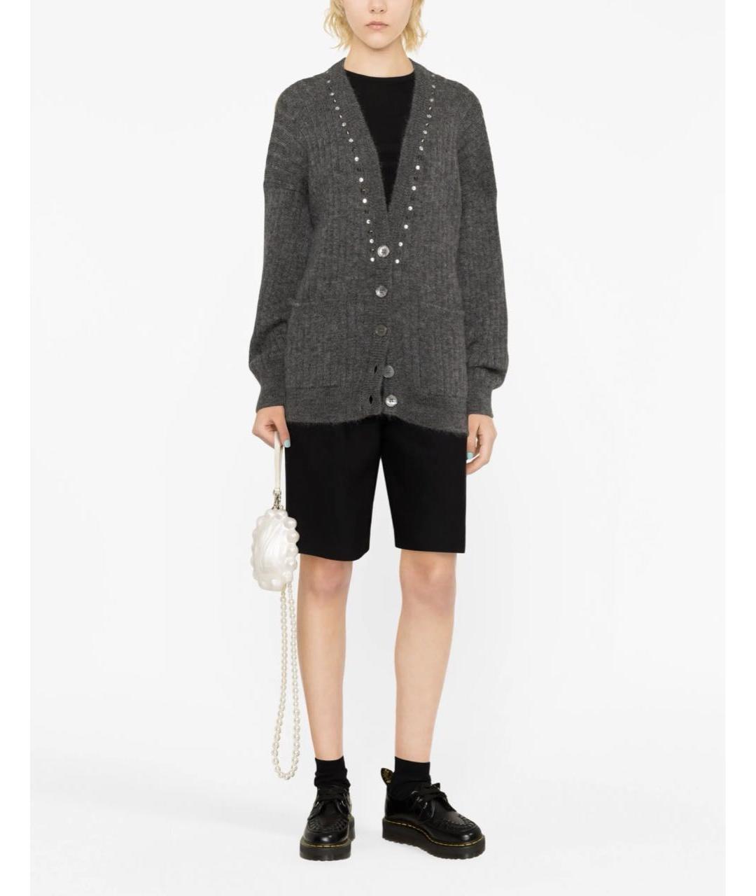 ALESSANDRA RICH Антрацитовый шерстяной кардиган, фото 4
