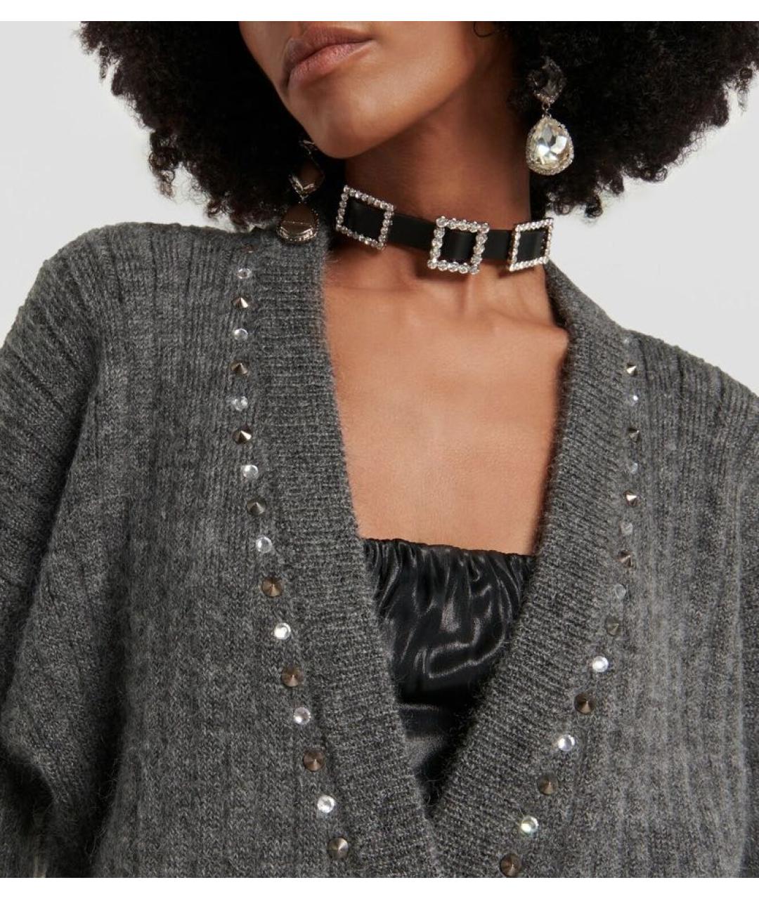ALESSANDRA RICH Антрацитовый шерстяной кардиган, фото 3