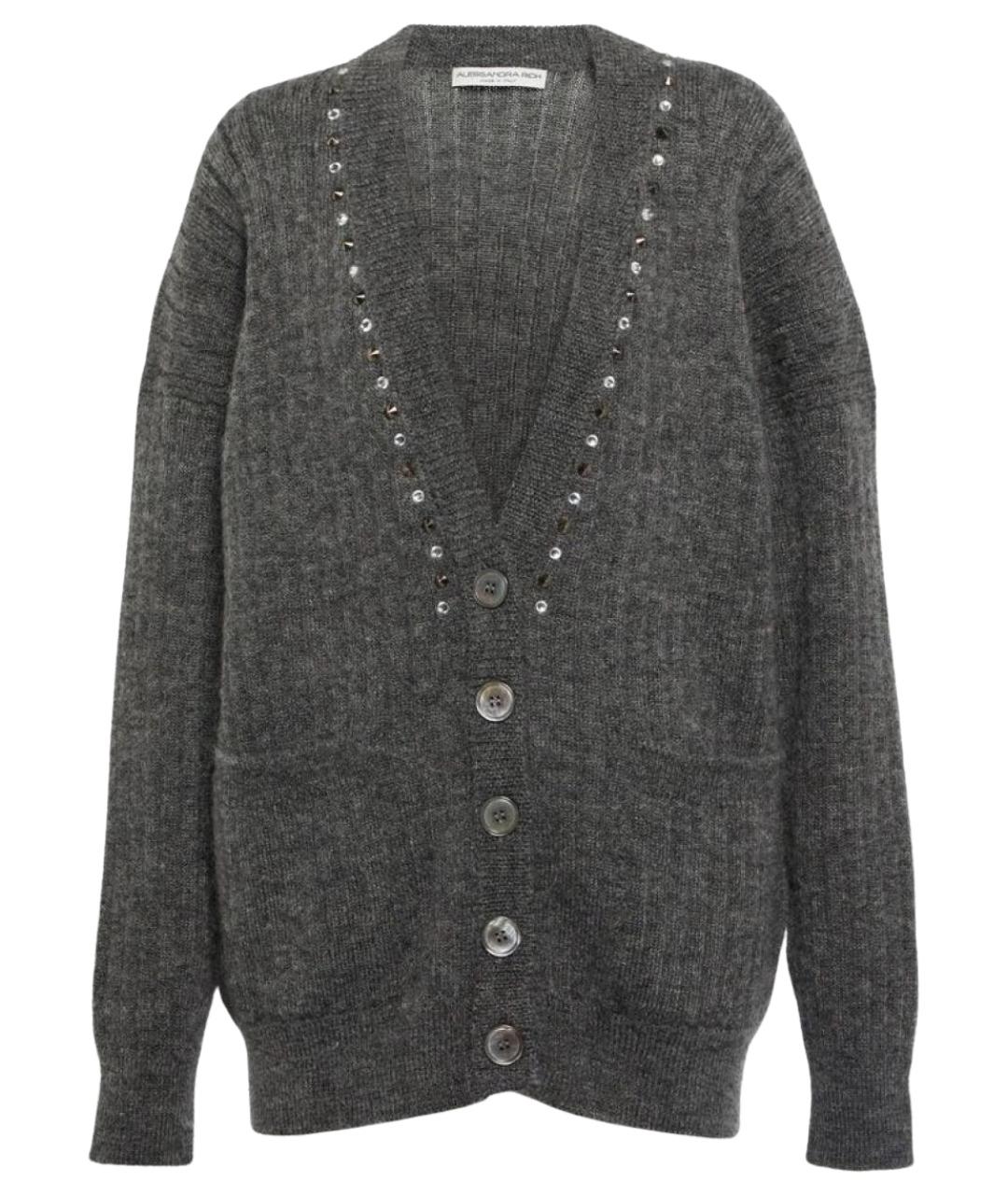 ALESSANDRA RICH Антрацитовый шерстяной кардиган, фото 1