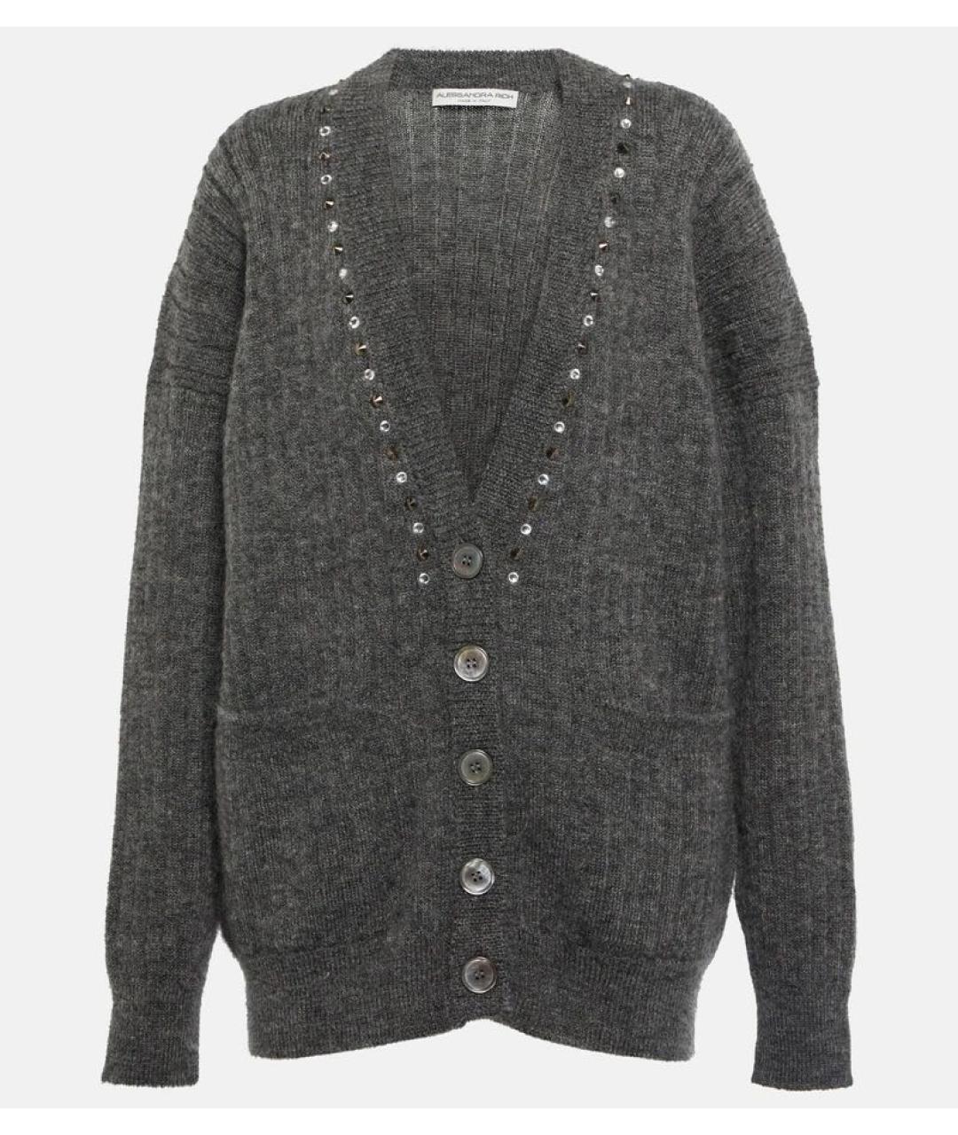 ALESSANDRA RICH Антрацитовый шерстяной кардиган, фото 7