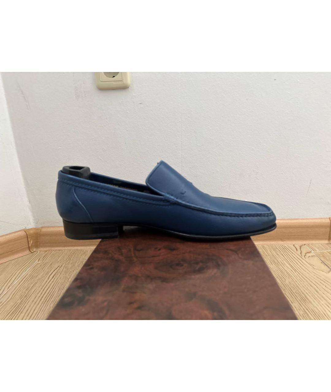 STEFANO RICCI Синие кожаные мокасины, фото 5