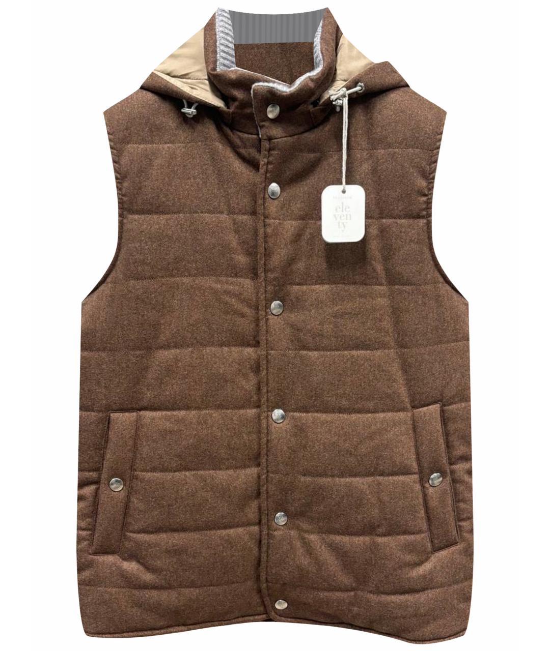 ELEVENTY Коричневый кашемировый жилет, фото 1