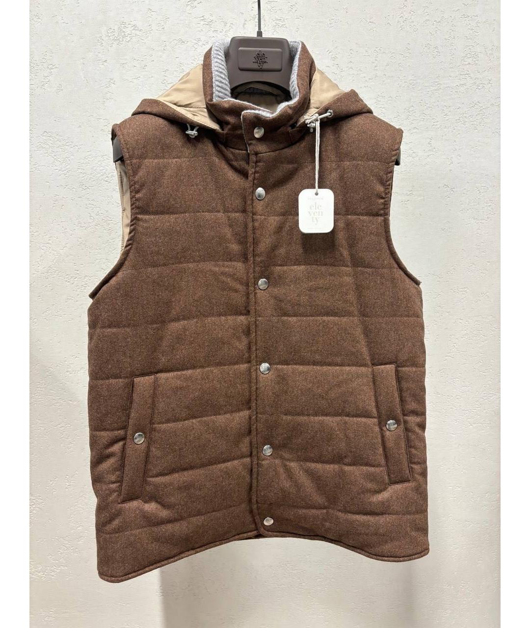 ELEVENTY Коричневый кашемировый жилет, фото 5