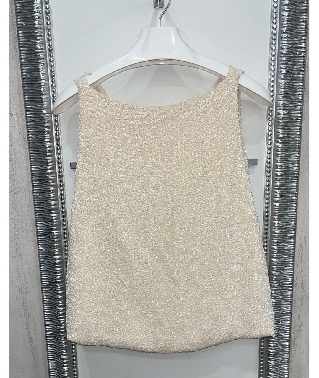 CHRISTIAN DIOR Бежевая шелковая майка, фото 2