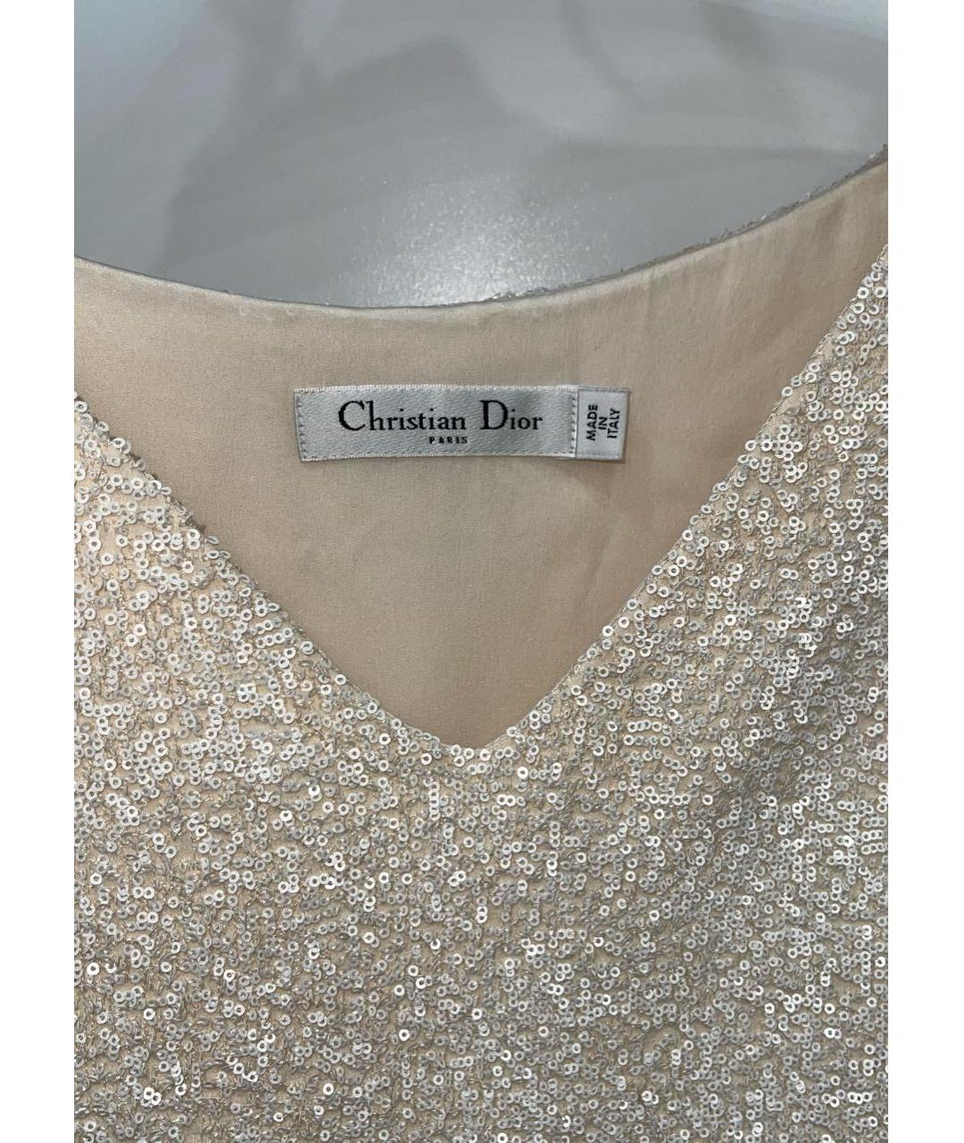 CHRISTIAN DIOR Бежевая шелковая майка, фото 3