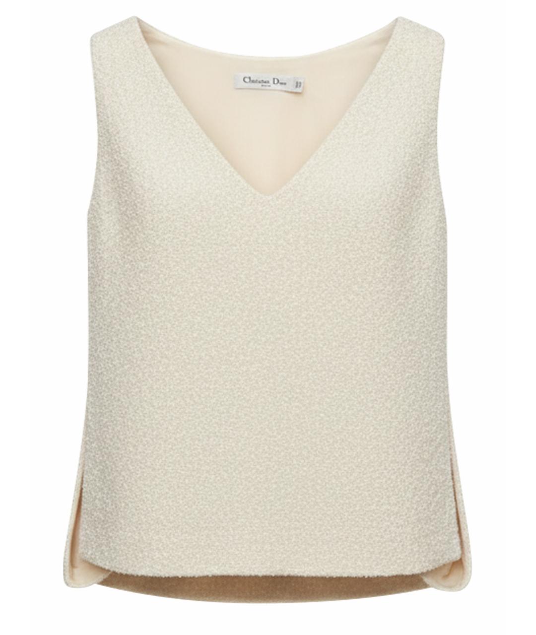 CHRISTIAN DIOR Бежевая шелковая майка, фото 1