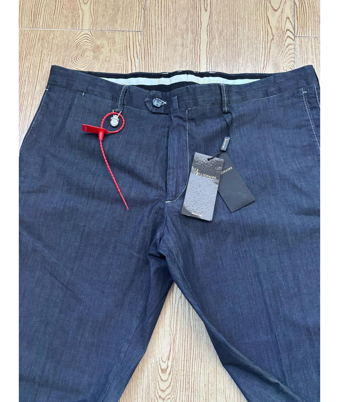 BILLIONAIRE Темно-синие хлопко-эластановые прямые джинсы, фото 2