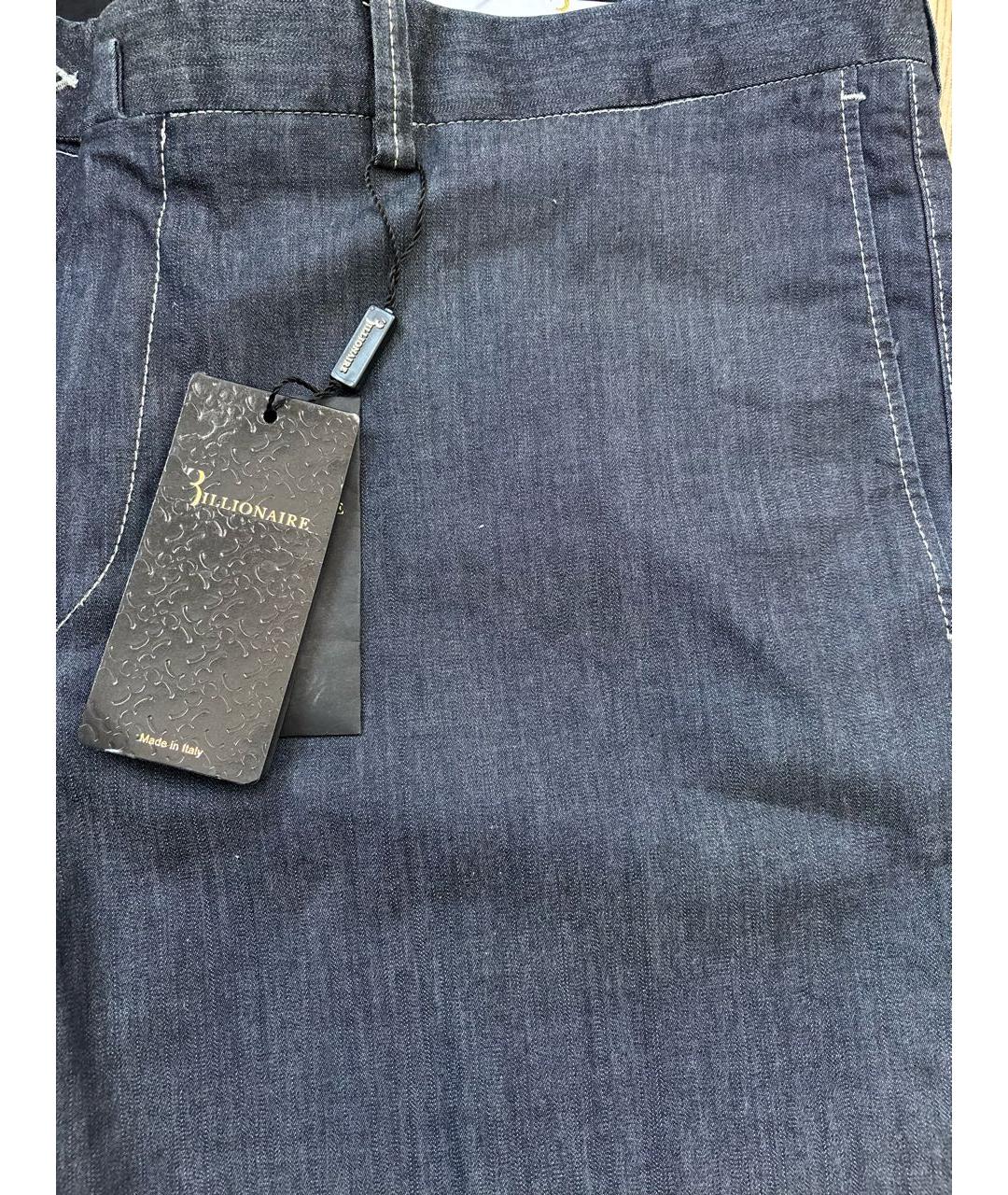 BILLIONAIRE Темно-синие хлопко-эластановые прямые джинсы, фото 4
