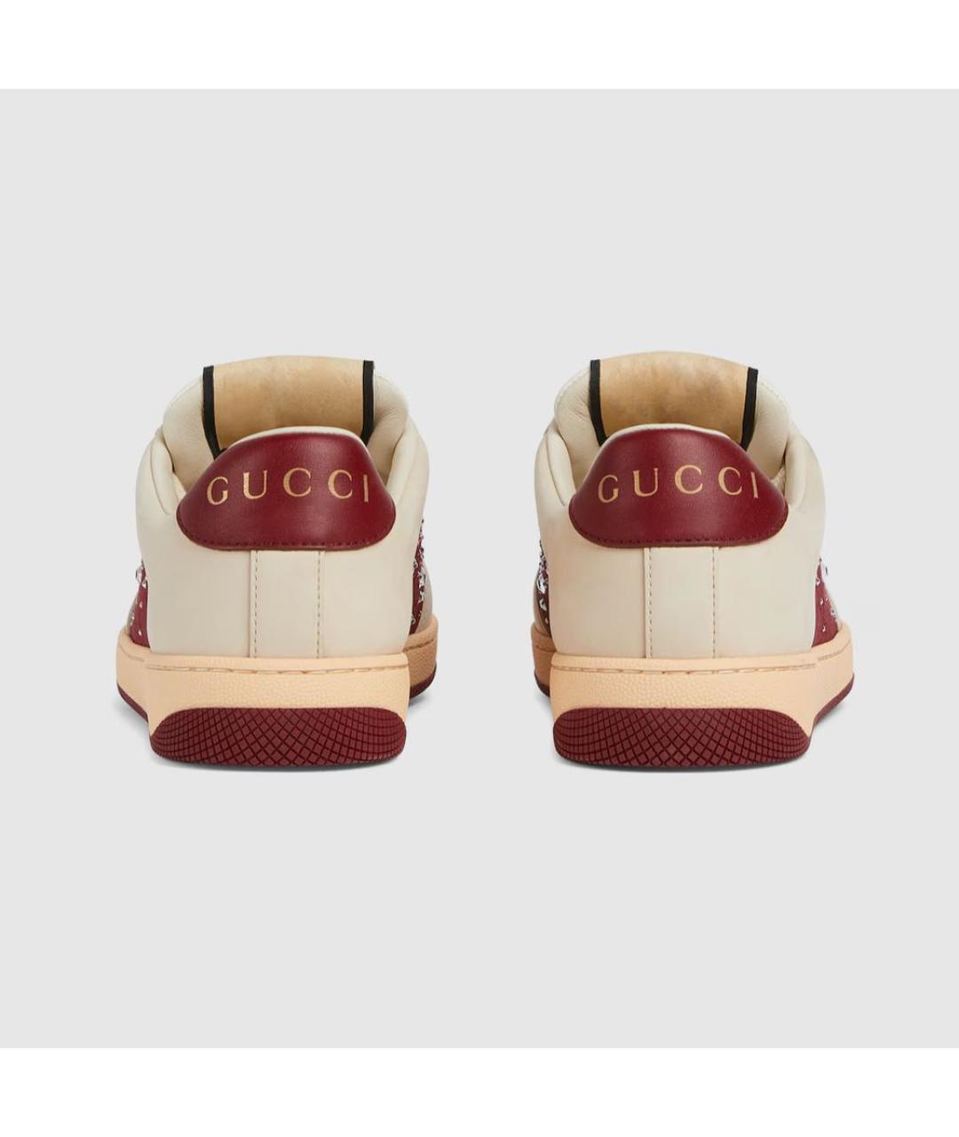 GUCCI Бежевые кожаные кроссовки, фото 4