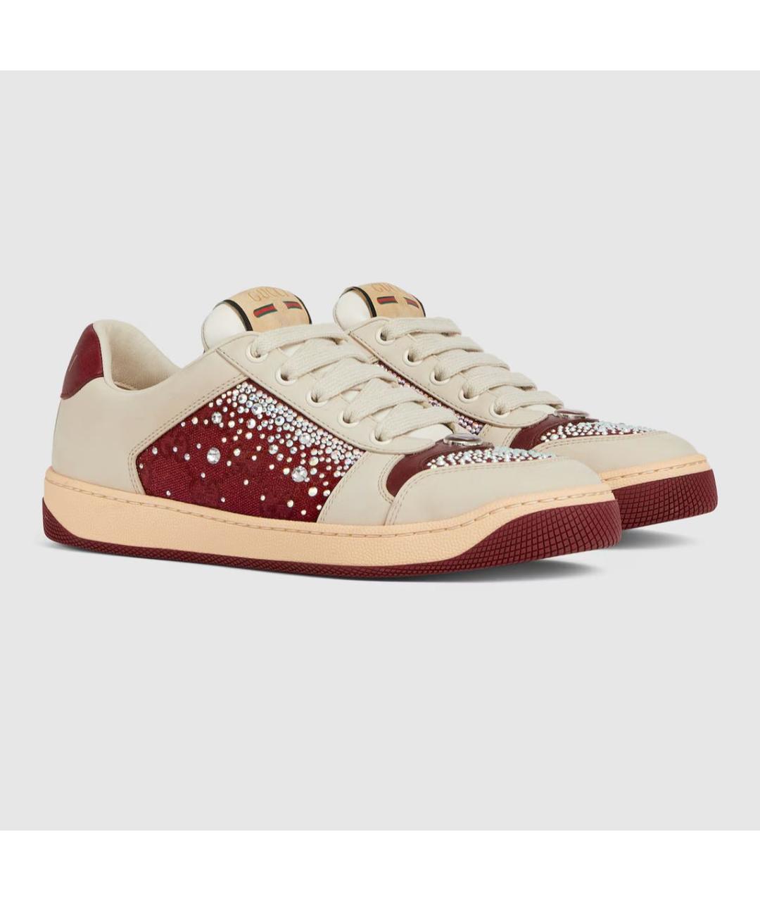 GUCCI Бежевые кожаные кроссовки, фото 2