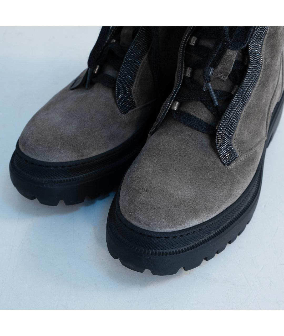 BRUNELLO CUCINELLI Серые замшевые ботинки, фото 3