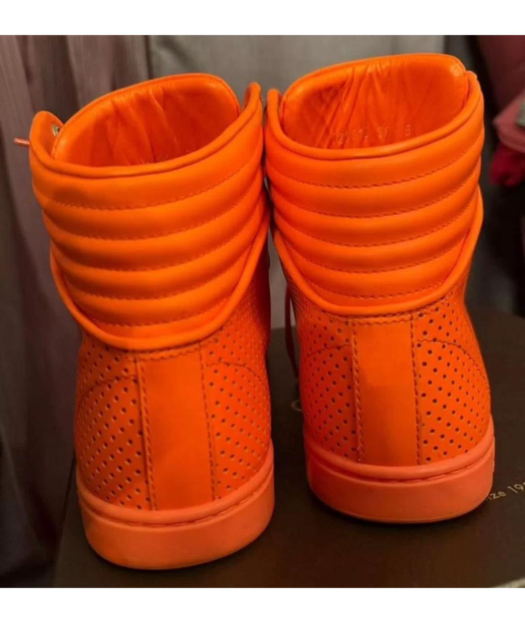 GUCCI Оранжевое кожаные слипоны, фото 2