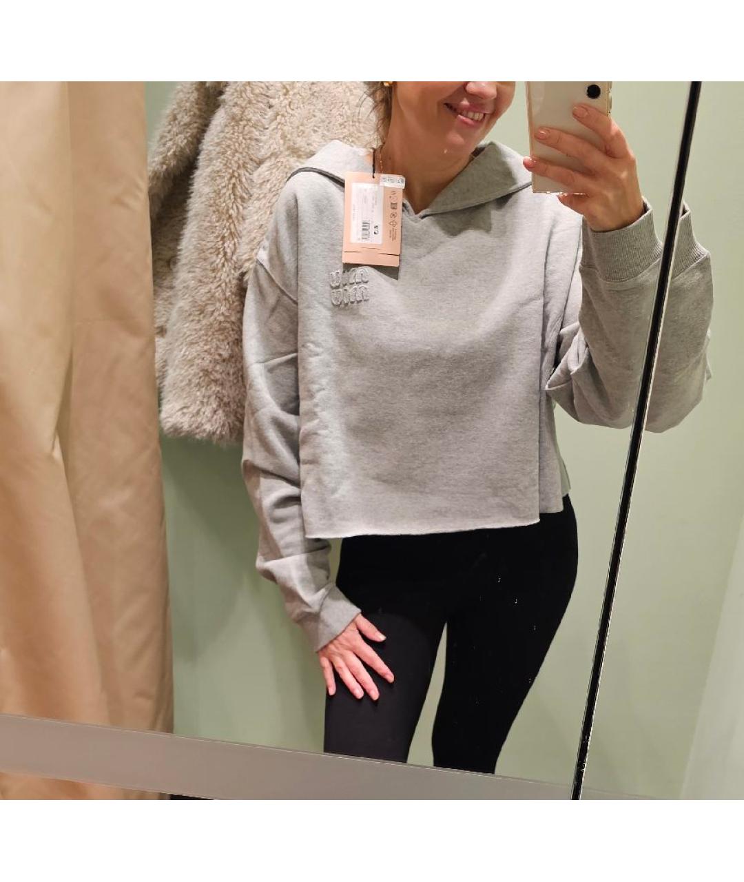 MIU MIU Серый хлопковый джемпер / свитер, фото 9