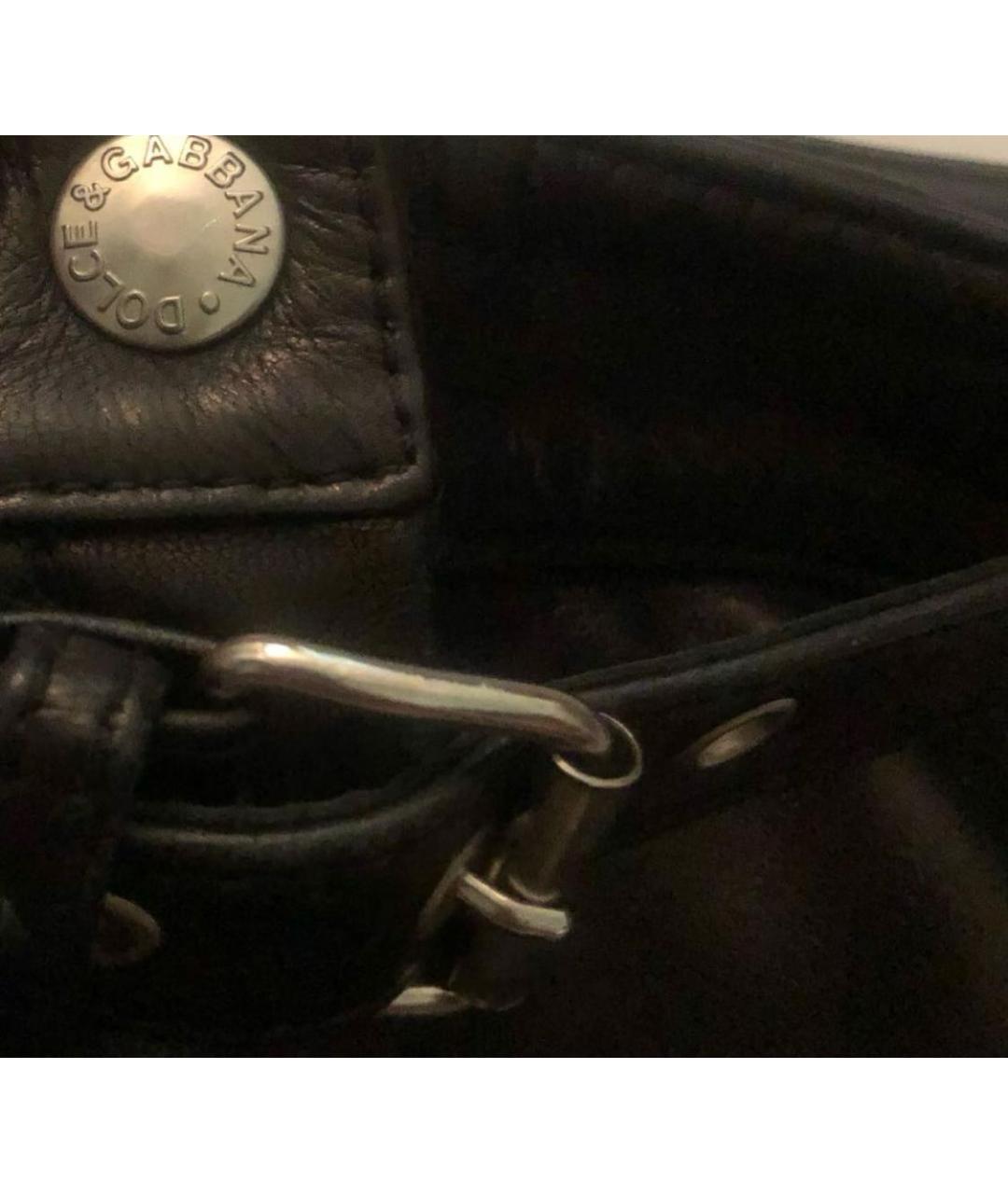 DOLCE&GABBANA Черная кожаная юбка мини, фото 5