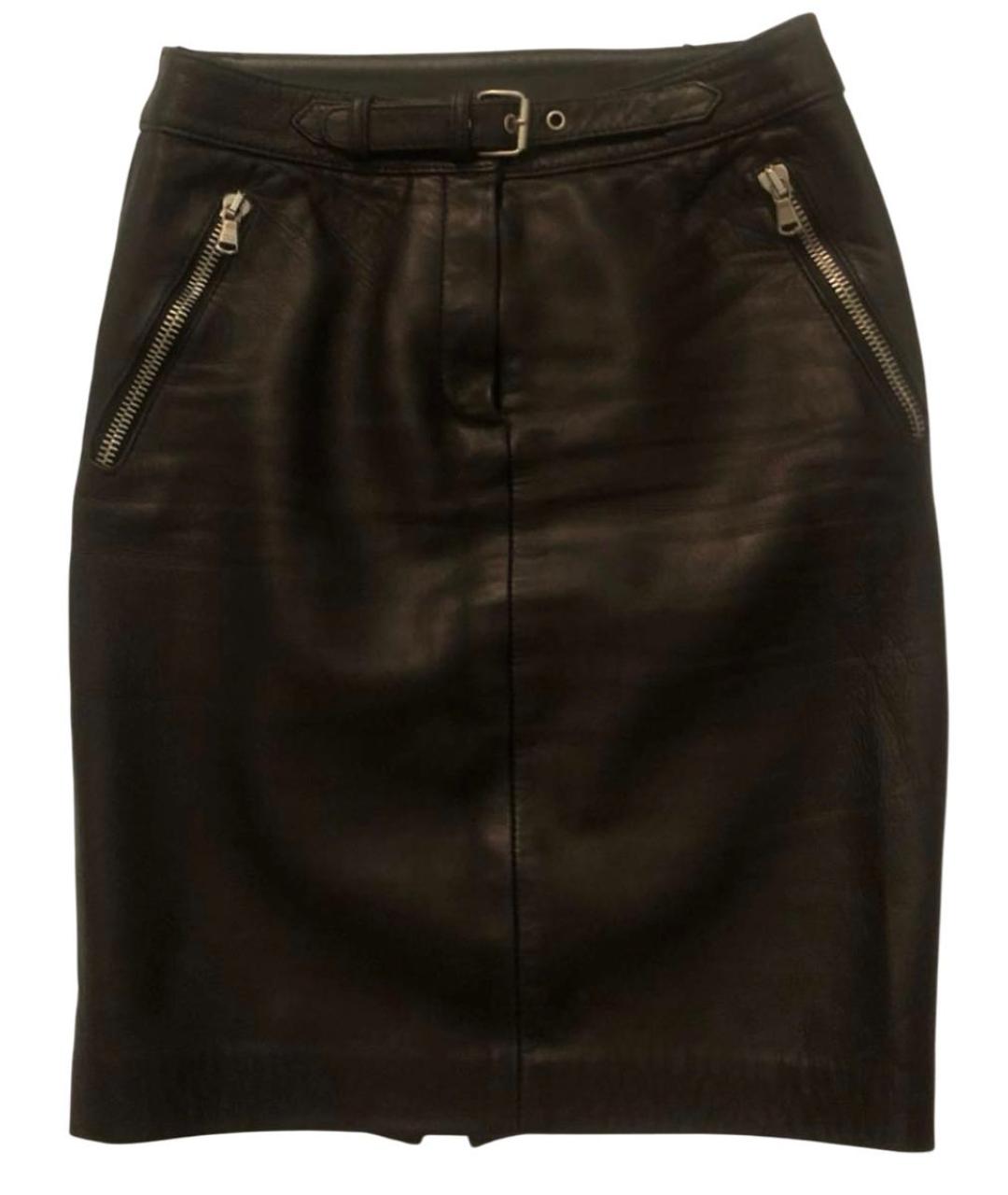 DOLCE&GABBANA Черная кожаная юбка мини, фото 1