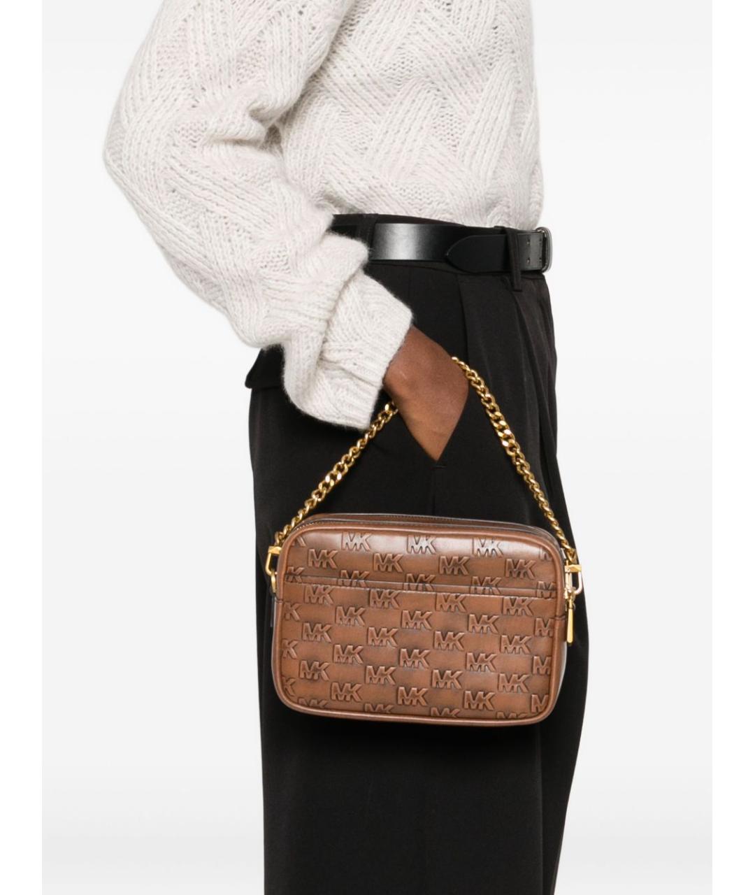 MICHAEL KORS Коричневая кожаная сумка через плечо, фото 3