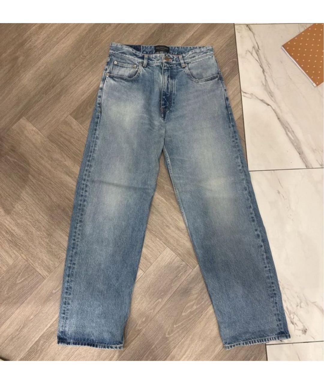 BALENCIAGA Синие хлопковые прямые джинсы, фото 5