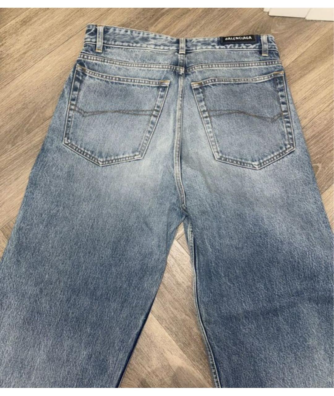 BALENCIAGA Синие хлопковые прямые джинсы, фото 4