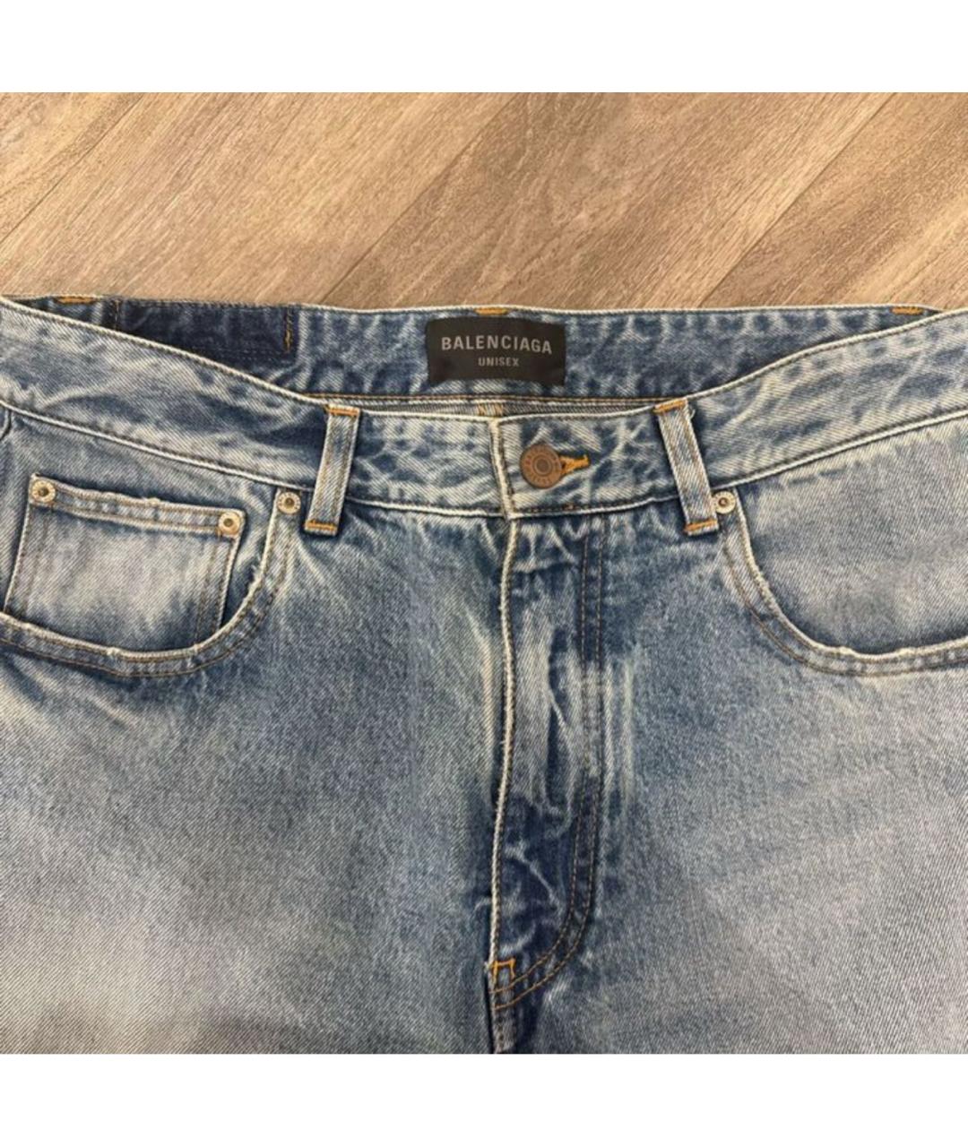 BALENCIAGA Синие хлопковые прямые джинсы, фото 2
