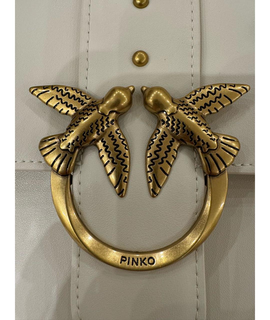 PINKO Бежевая кожаная сумка через плечо, фото 6