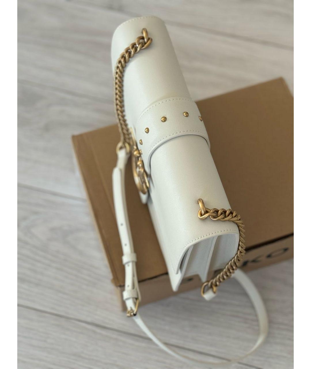 PINKO Бежевая кожаная сумка через плечо, фото 4