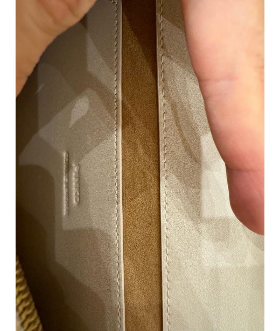 PINKO Бежевая кожаная сумка через плечо, фото 8