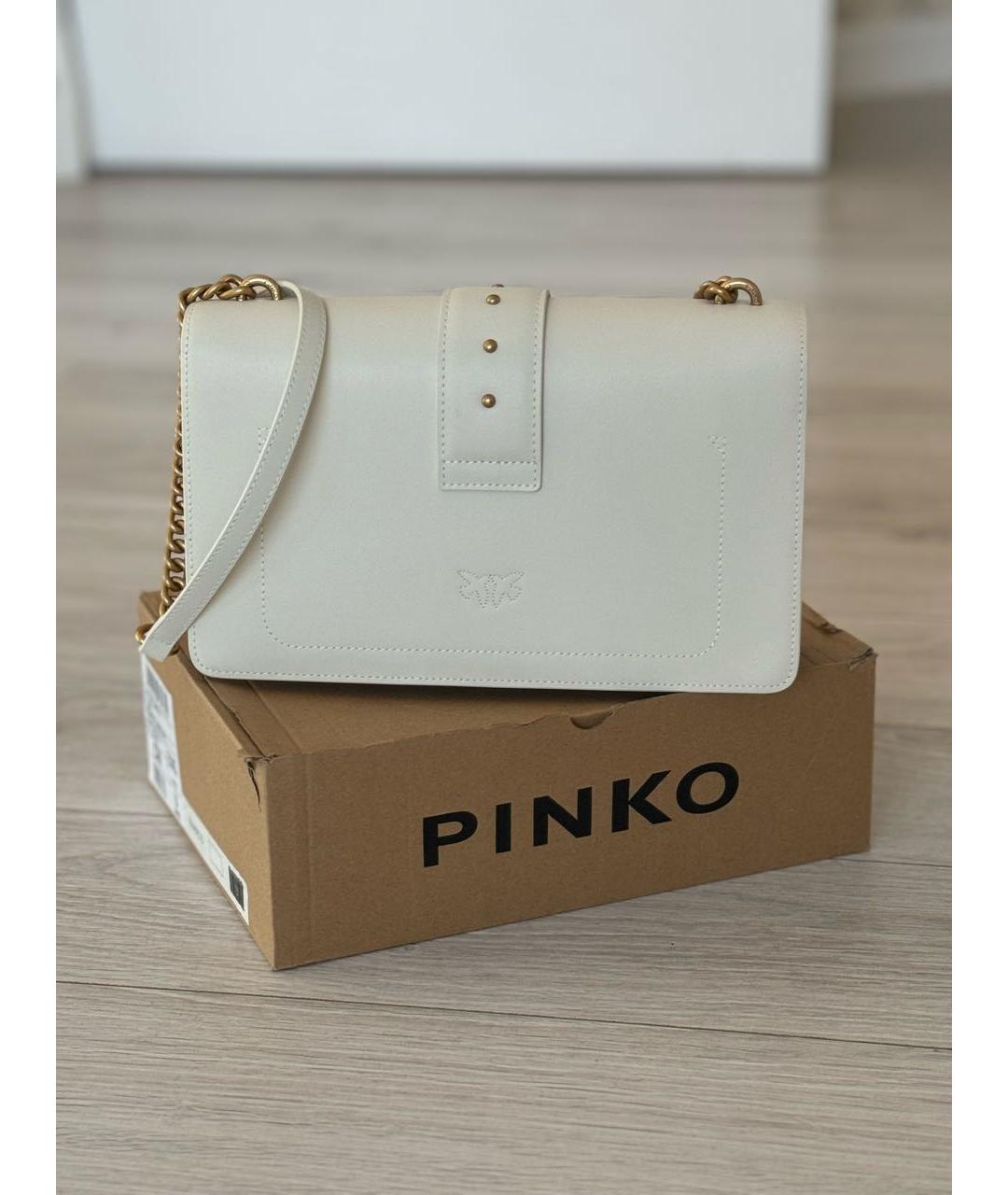 PINKO Бежевая кожаная сумка через плечо, фото 3
