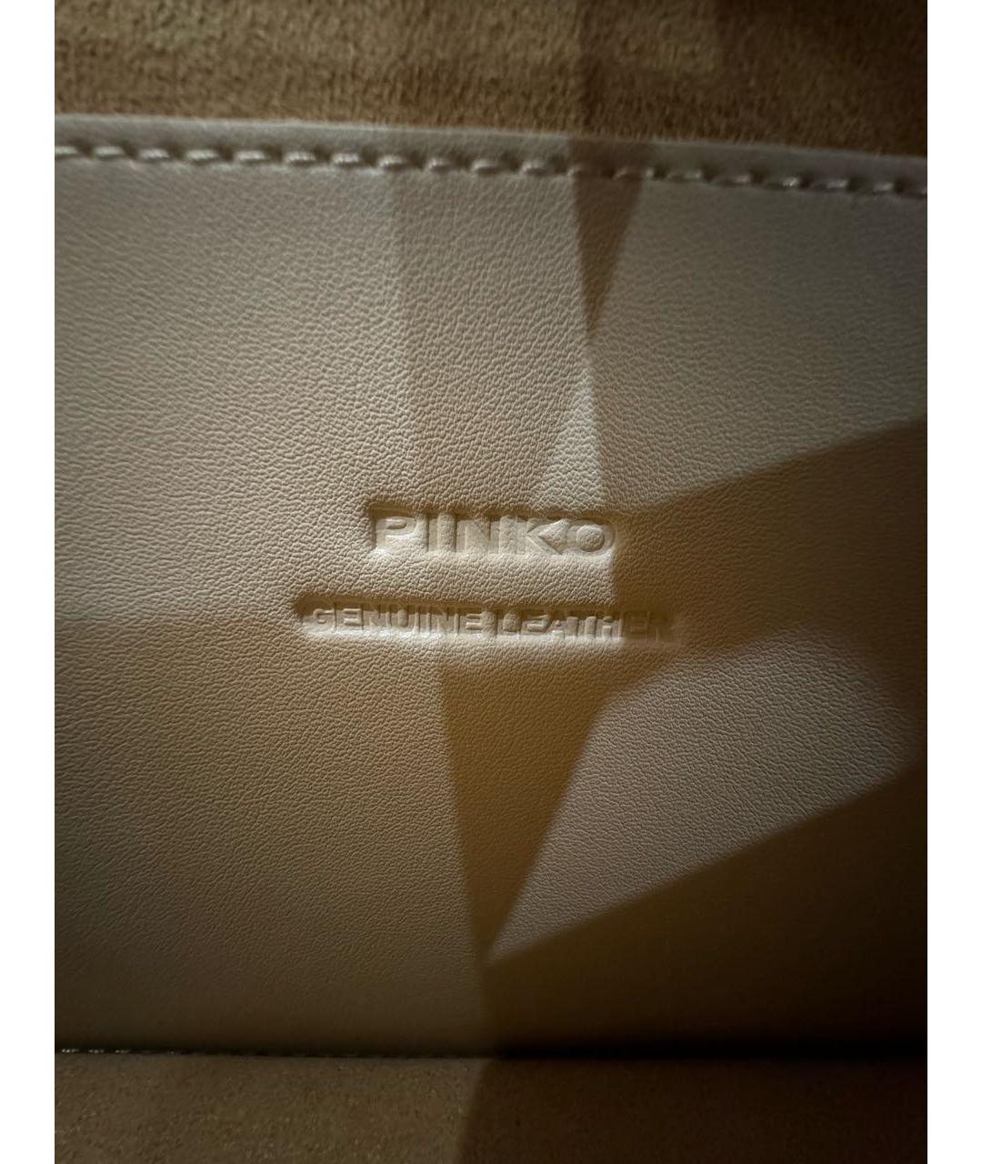 PINKO Бежевая кожаная сумка через плечо, фото 7