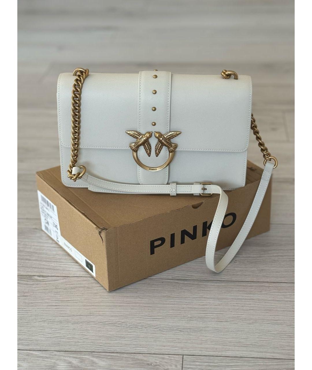 PINKO Бежевая кожаная сумка через плечо, фото 9