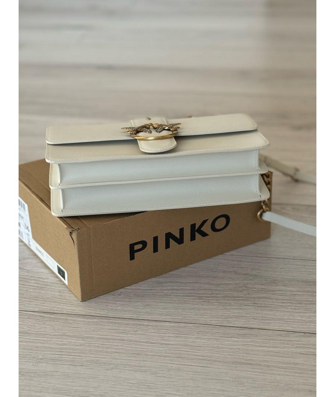 PINKO Бежевая кожаная сумка через плечо, фото 5