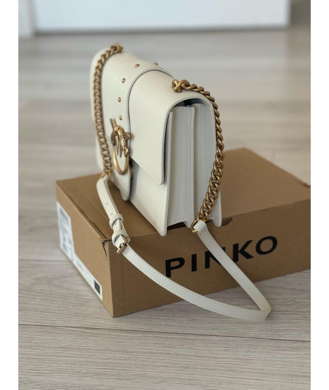 PINKO Бежевая кожаная сумка через плечо, фото 2