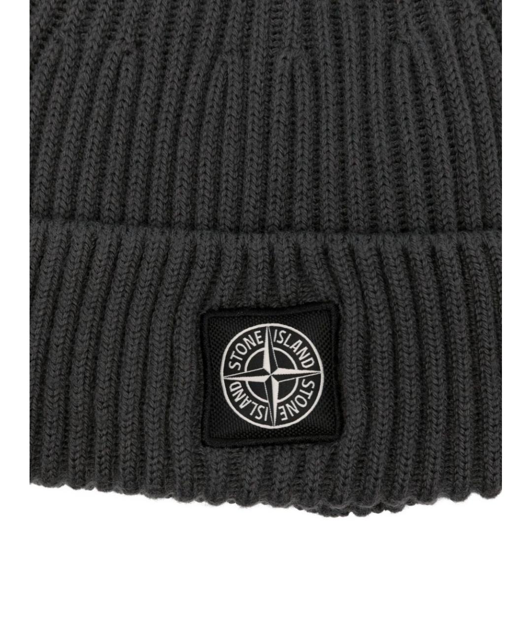 STONE ISLAND Серая шерстяная шапка, фото 2