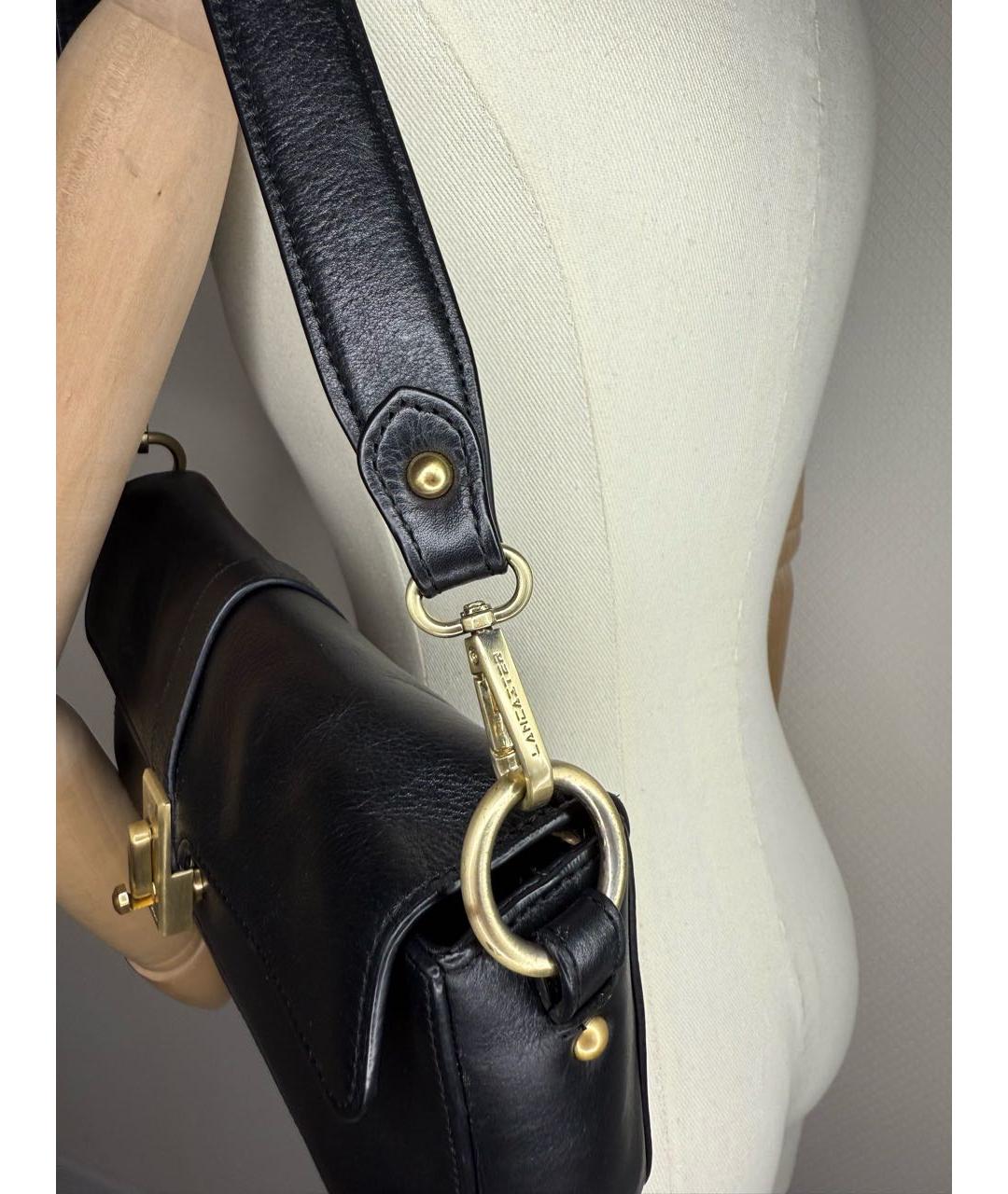 LANCASTER Черная кожаная сумка с короткими ручками, фото 4