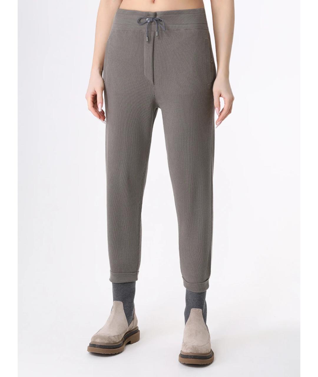 BRUNELLO CUCINELLI Хаки хлопковые брюки узкие, фото 4