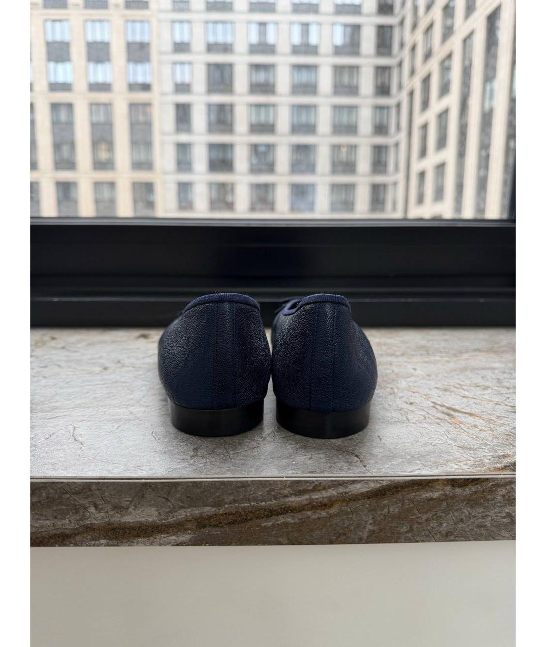 CHANEL Темно-синие кожаные балетки, фото 4
