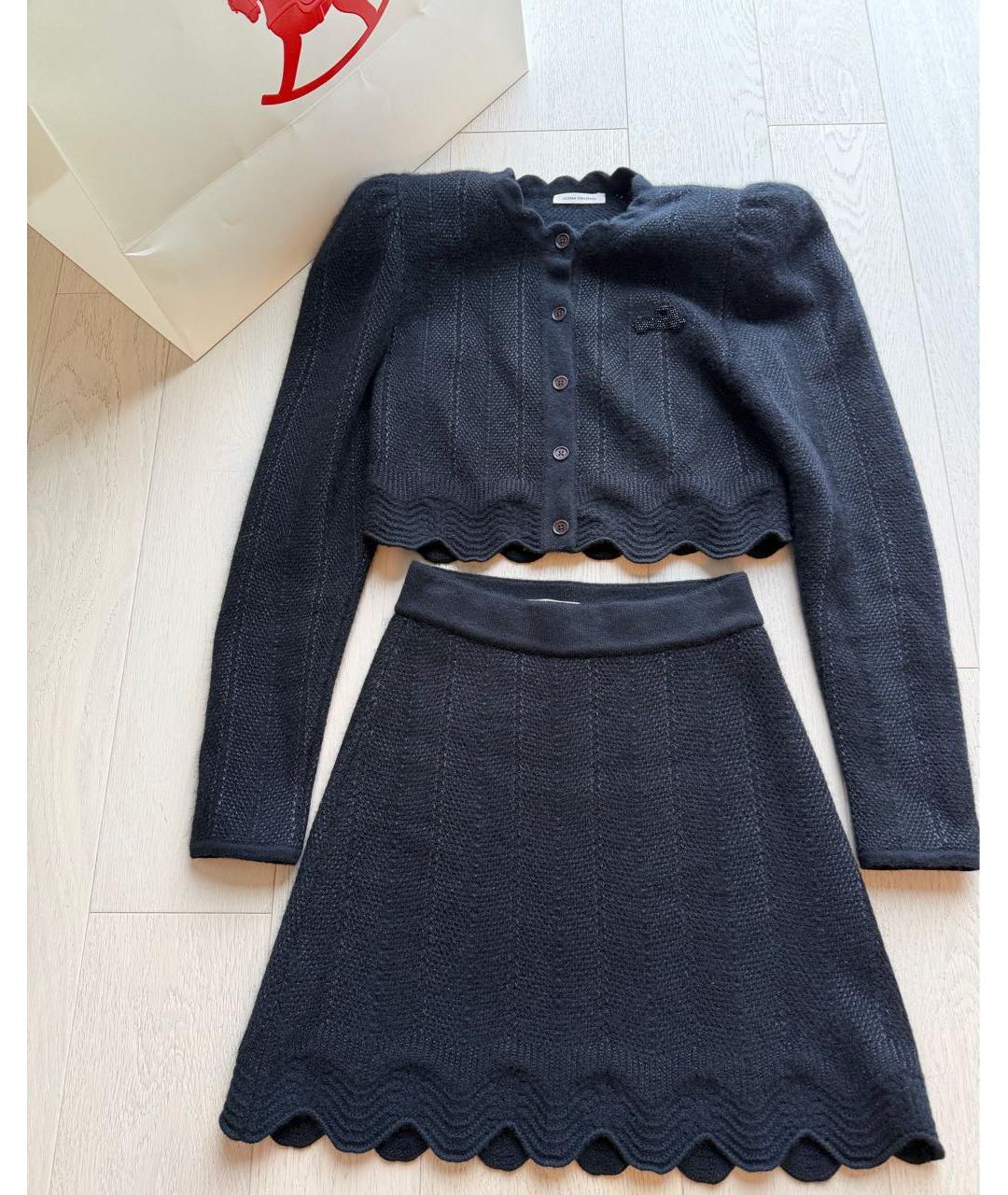 ULYANA SERGEENKO Черная кашемировая юбка мини, фото 2