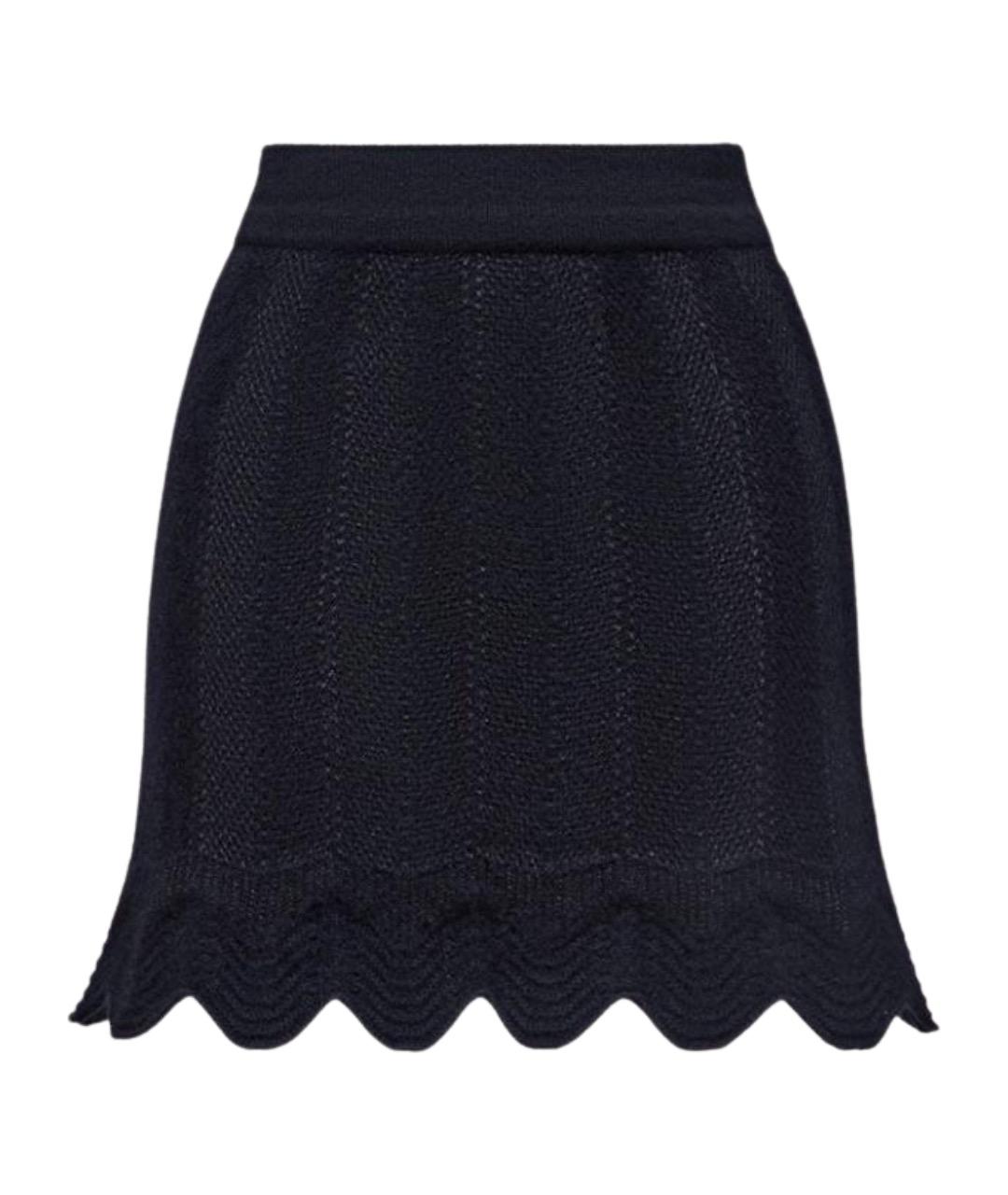 ULYANA SERGEENKO Черная кашемировая юбка мини, фото 1