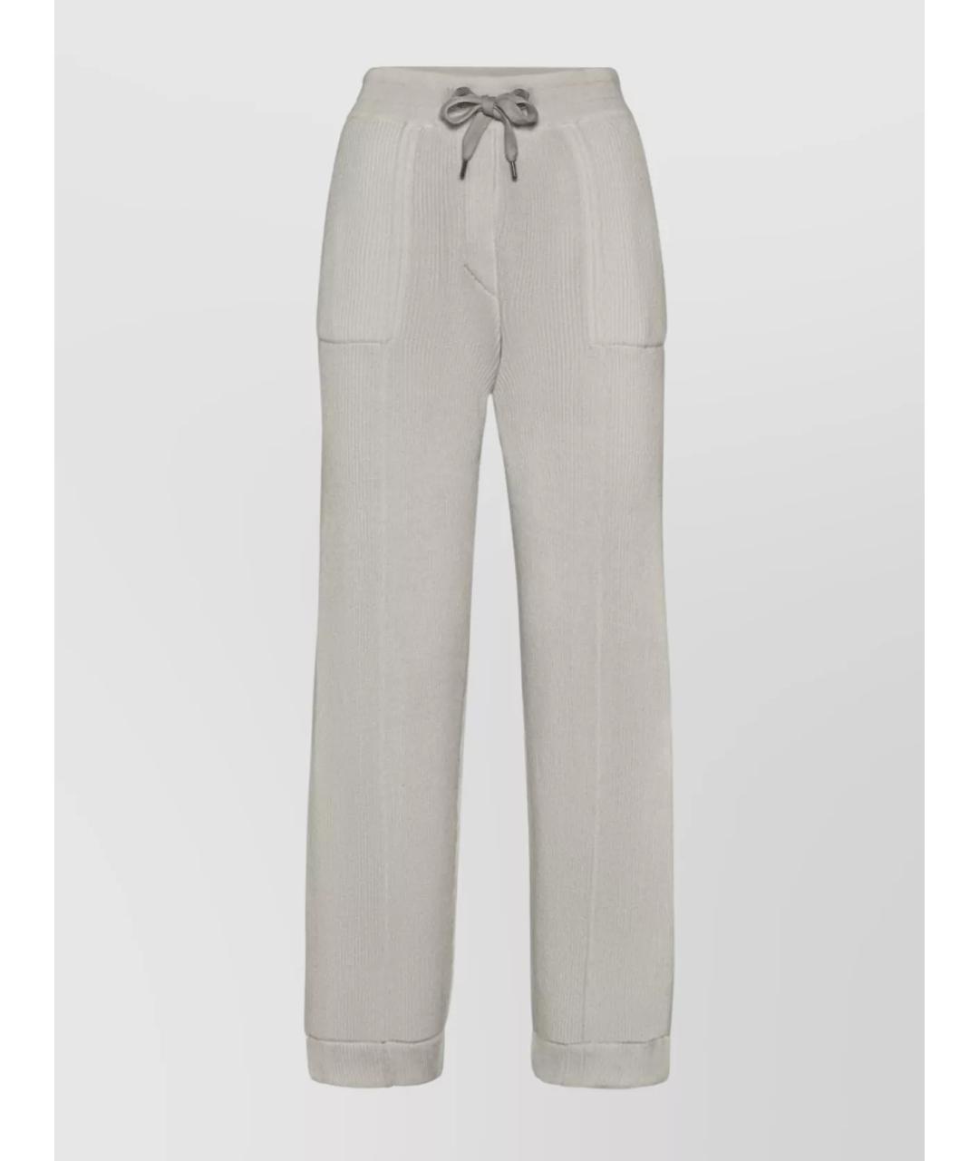 BRUNELLO CUCINELLI Бежевые хлопковые брюки узкие, фото 8