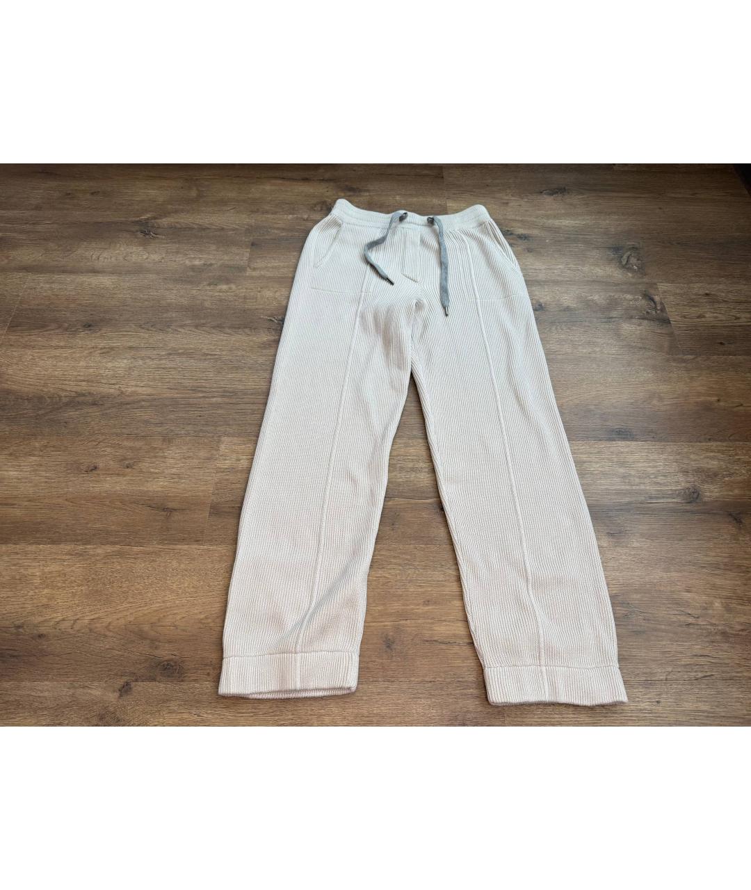 BRUNELLO CUCINELLI Бежевые хлопковые брюки узкие, фото 7