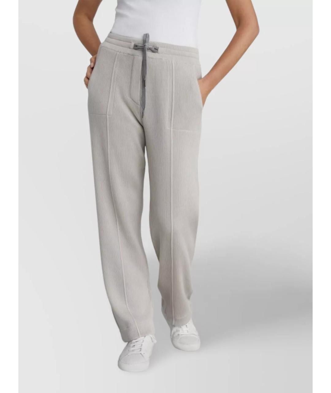 BRUNELLO CUCINELLI Бежевые хлопковые брюки узкие, фото 3