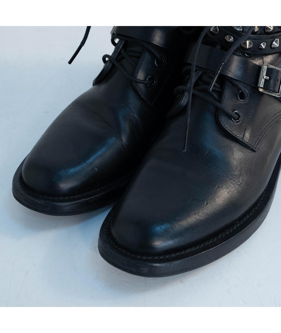 SAINT LAURENT Черные кожаные ботинки, фото 3