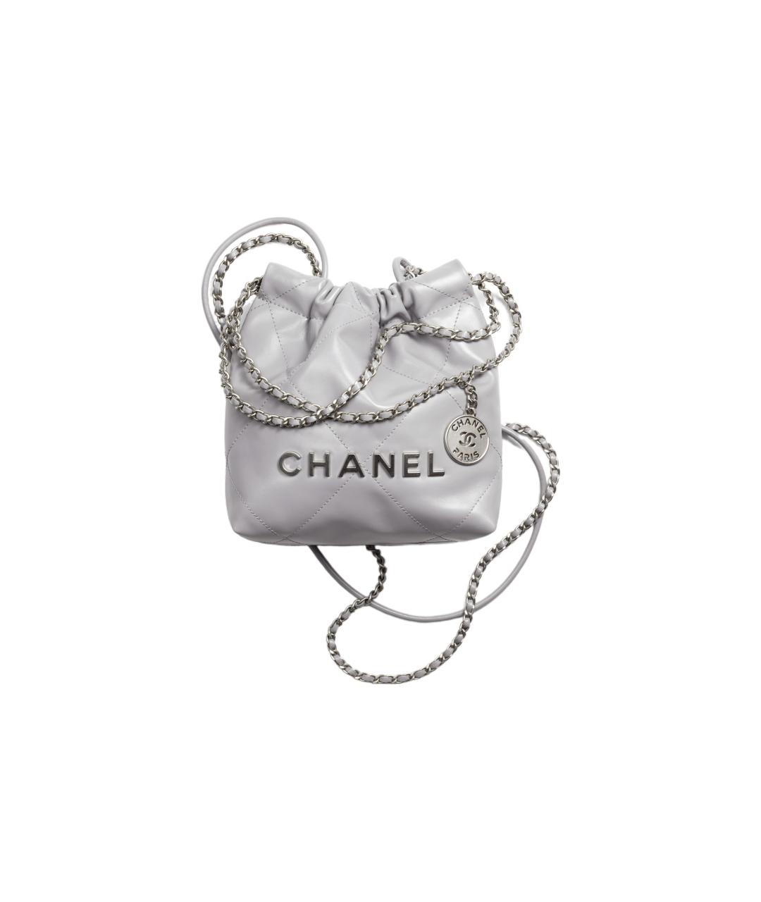 CHANEL Серая кожаная сумка через плечо, фото 7