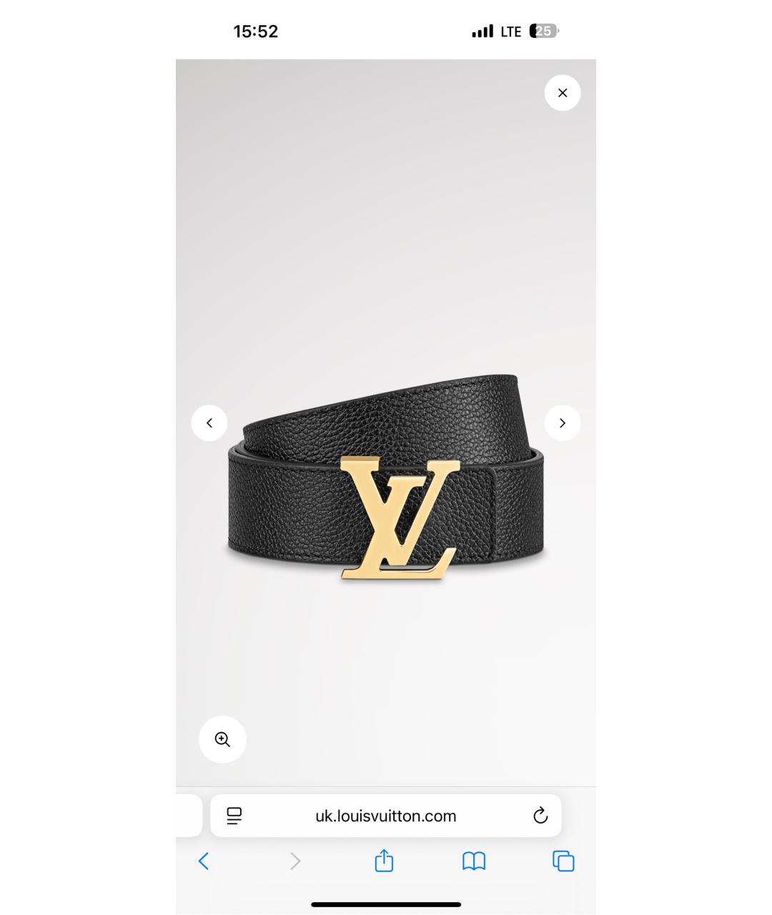 LOUIS VUITTON Черный кожаный ремень, фото 4