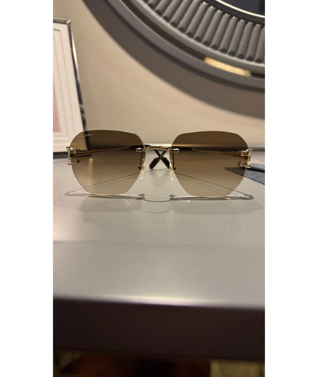 CARTIER Коричневые металлические солнцезащитные очки, фото 6