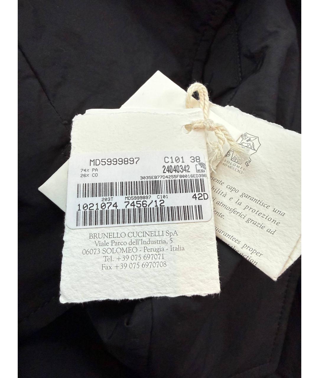 BRUNELLO CUCINELLI Черный полиамидовый тренч/плащ, фото 7