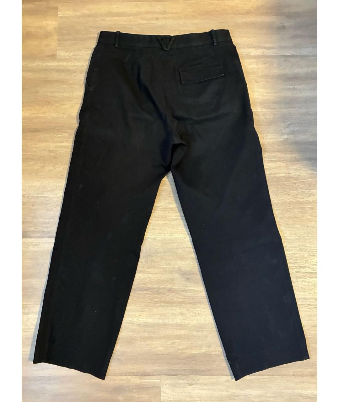 BOTTEGA VENETA Черные хлопковые повседневные брюки, фото 2