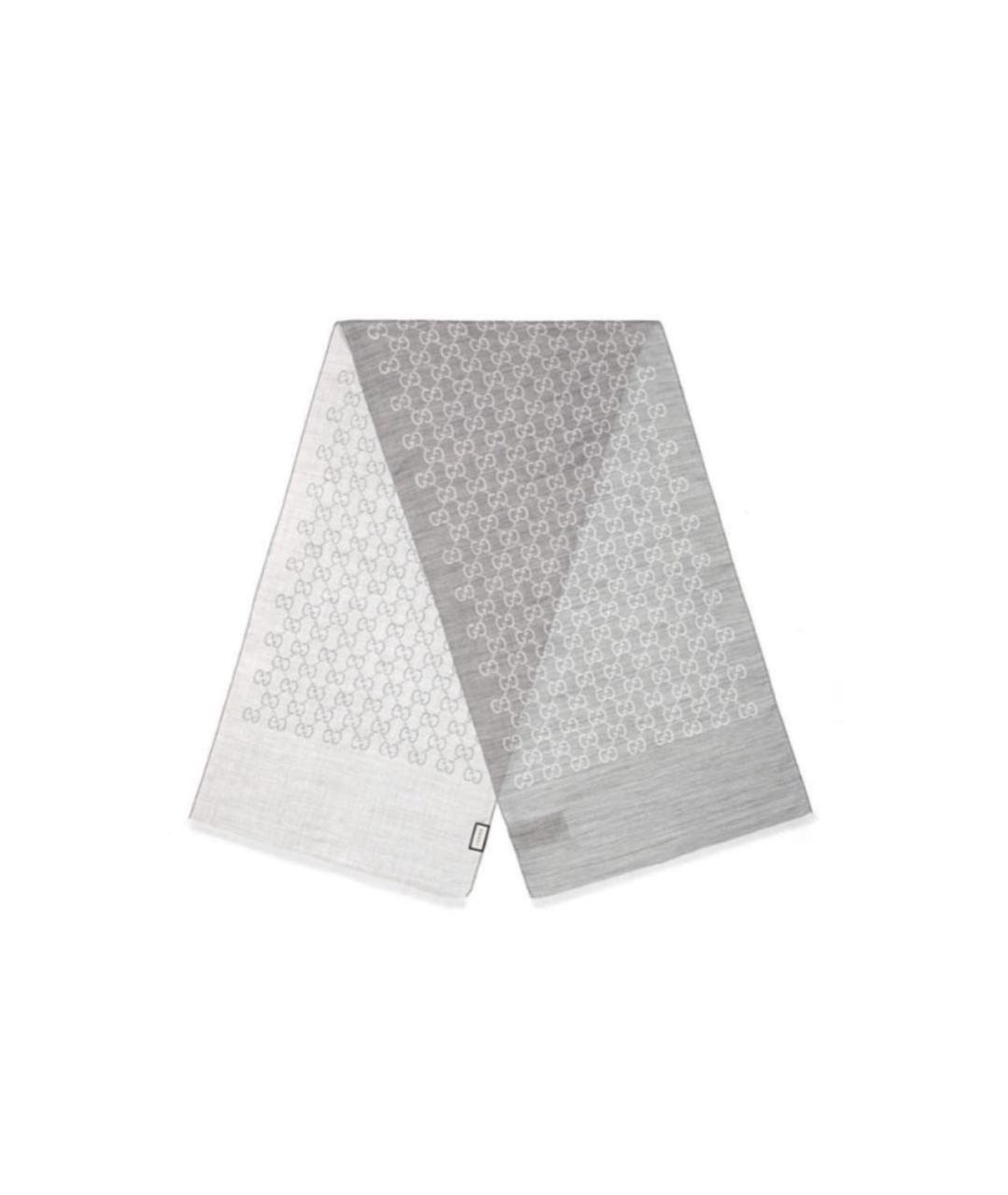 GUCCI Серый шерстяной шарф, фото 8