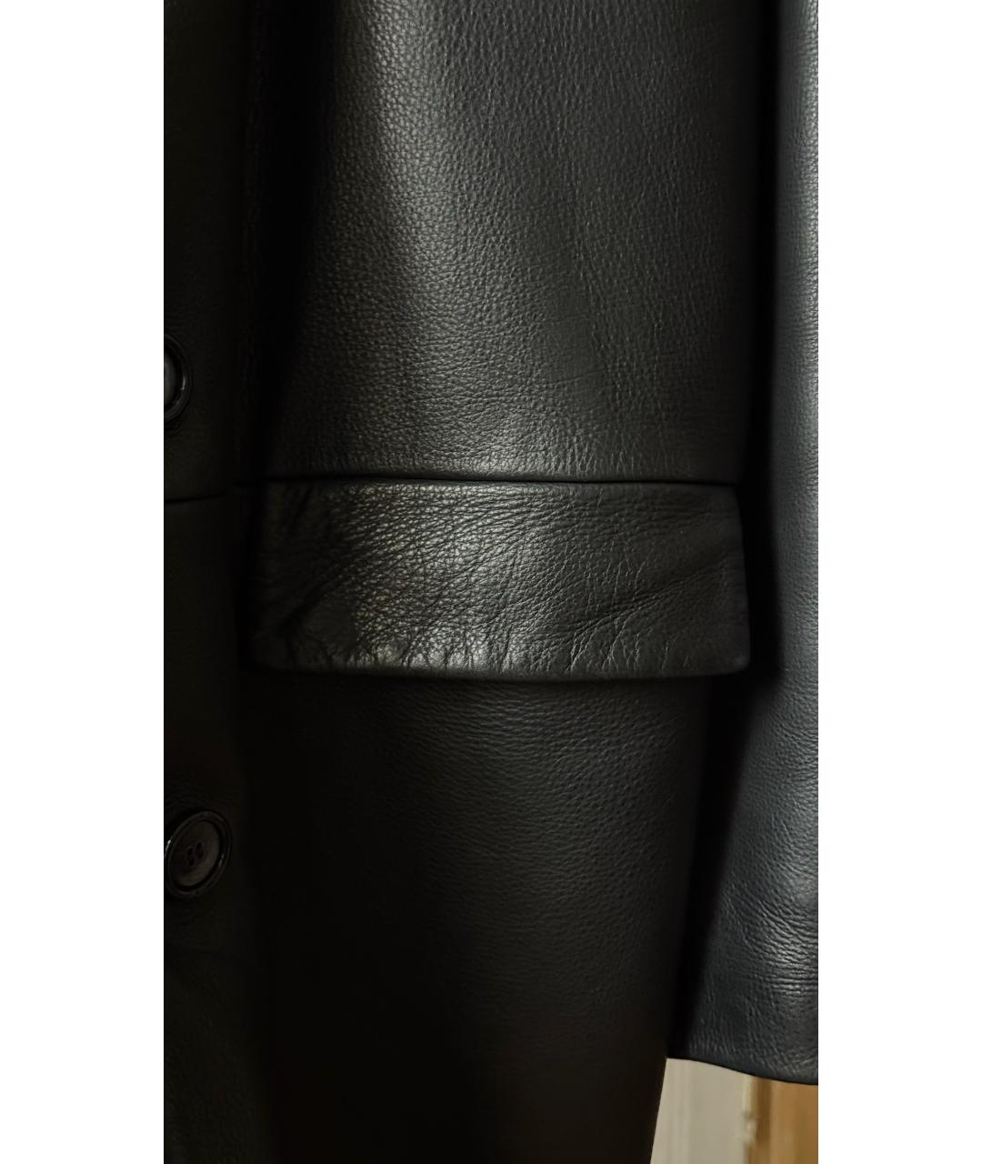 BOTTEGA VENETA Черное кожаное пальто, фото 4