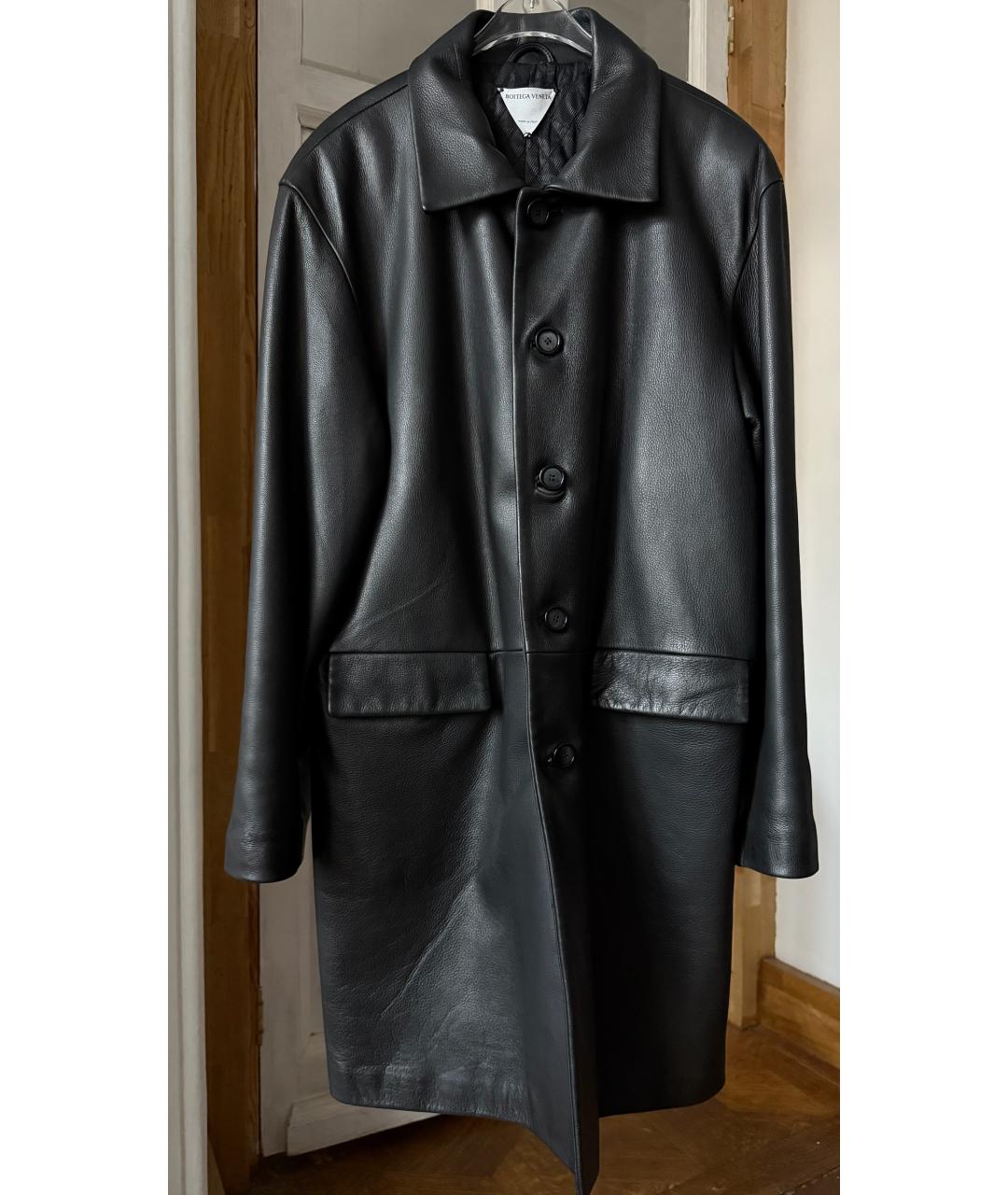 BOTTEGA VENETA Черное кожаное пальто, фото 5